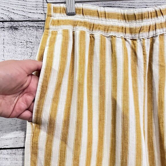 Madewell Tapered Huston Pull On Crop Pants Stripe Linen Cotton Casual Size XS - Picture 4 of 9
